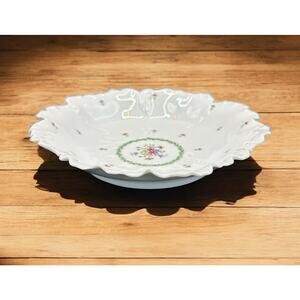 Antique Haviland Limoges Vieux Paris Porcelian Leaf Edged Serving Bowl 9.5"